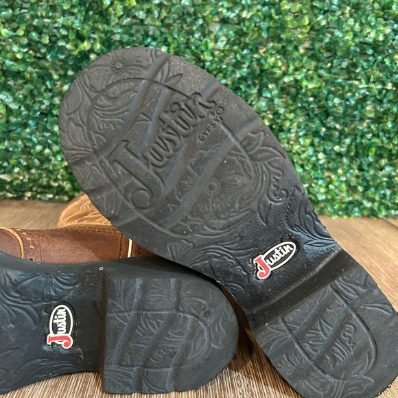 Justin Women’s 7.5B Brown Leather Roper Cowboy Boots – Western Classic - Picture 8 of 10